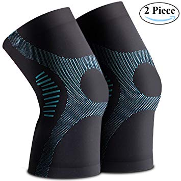 Athletic Knee Brace, Sports Knee Compression Sleeves, Anti-Slip Knee Support for Running, Basketball, Football, Yoga, Meniscus Tear, Joint Pain Relief, Arthritis Injury Recovery, 1 Pair