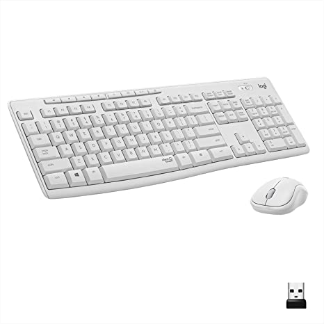 Logitech MK295 Wireless Mouse & Keyboard Combo with SilentTouch Technology, Full Numpad, Advanced Optical Tracking, Lag-Free Wireless, 90% Less Noise - Off White