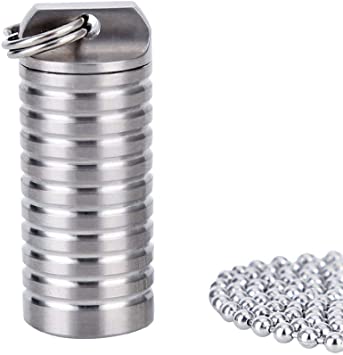 TISUR F16 Titanium Pill Fob Small and Lightweight Waterproof Pill Holder(Chain Included) - Emergency Pill Fob Container Holds Aspirin Nitroglycerin Other Medication Men & Women (F16（1.0‘’X0.46‘’）)