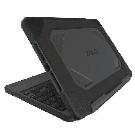 ZAGG Rugged Book Case, Durable, Hinged with Detachable Backlit Keyboard for iPad Air - Black
