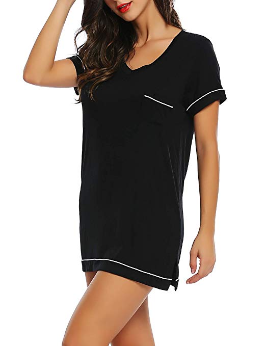 Joyaria Short Cotton Nightgowns for Women Soft Bamboo Sexy Spaghetti Strap Chemise Nighties & Short Sleeve Sleep Chemise