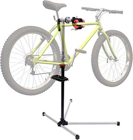 HOMCOM Soporte de Reparación Portátil Caballete de Bicicleta para Hogar con Altura Ajustable 109-180 cm Giratorio 360° Bandeja de Herramientas Hasta 30 kg 100x66x180 cm Negro