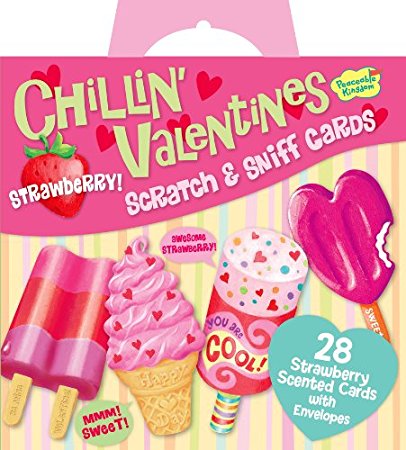 Peaceable Kingdom Chillin' Strawberry Scratch and Sniff 28 Card Super Valentine Pack