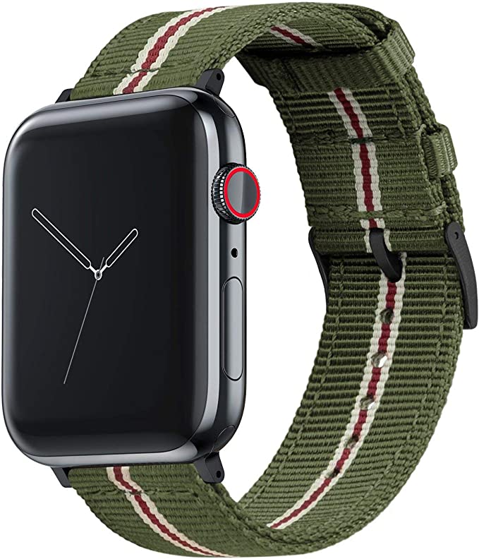 BARTON Two-piece NATO Watch Bands - Compatible with all Apple Watch Models - Series 8, 7, 6, 5, 4, 3, 2,1, SE & Ultra - Size 38mm, 40mm, 41mm, 42mm, 44mm, 45mm & 49mm