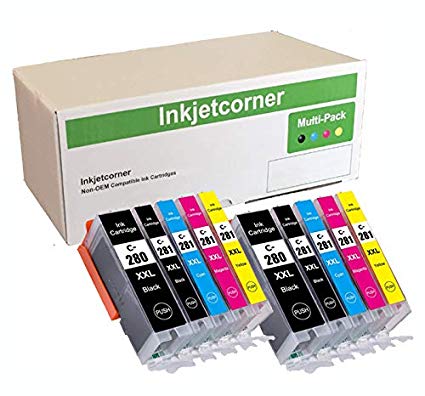 Inkjetcorner Compatible Ink Cartridges Replacement for PGI-280XXL CLI-281XXL PGI 280 XXL CLI 281 for use with TS6320 TS6120 TS6220 TR7520 TR8520 TS9520 TS9521C TS702 (10-Pack)