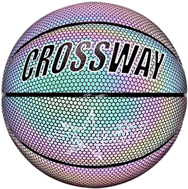 Ourleeme Holographic Glowing Reflective Basketball Luminous Ball Glow Balls for Night