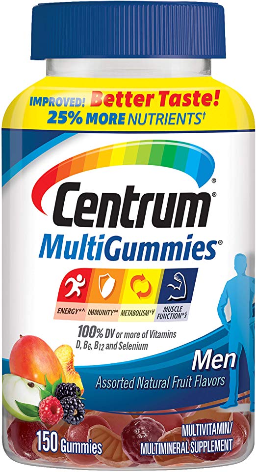 Centrum Men MultiGummies Multivitamin / Multimineral Supplement Gummies (Natural Cherry, Berry and Apple Flavor, 150 Count) (Package May Vary)