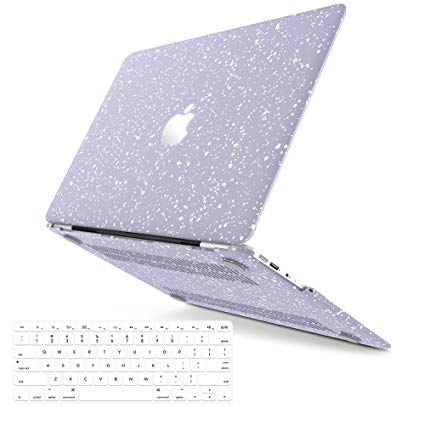 MacBook Air 13 Inch Case, Anban Slim Clear Light Purple & White Wave Point Plastic Hard Shell Case with Keyboard Cover Compatible for MacBook Air 13 Inch (A1369 and A1466)