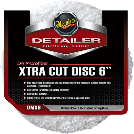 MEGUIAR'S DMX6 DA (Dual Action) Microfiber 6" Xtra Cut Disc, 2 Pack