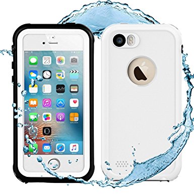 iPhone SE / 5S / 5 Waterproof Case, eFond IP68 Certified Shockproof Durable Slim Fit Full Body Case for iPhone 5 5S SE [White]