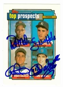 Sam Militello Pat Mahomes Turk Wendell Roger Salkeld autographed baseball card 1992 Topps #676
