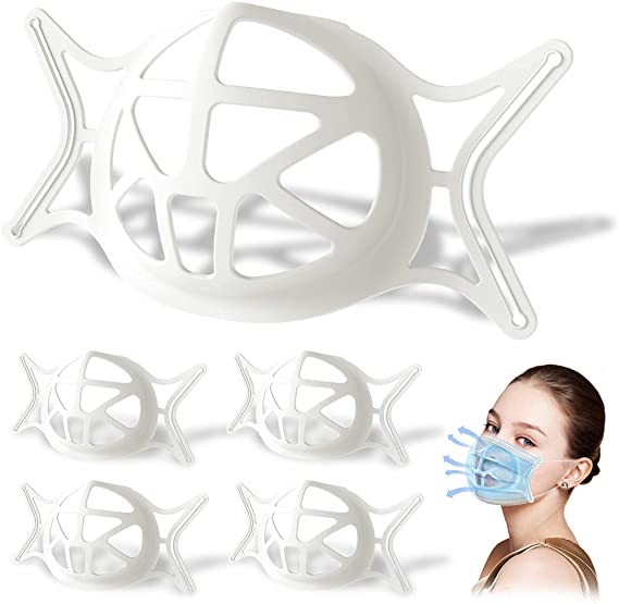 Jolik 5 Pack 3D Silicone Face Mask Bracket,3D Mask Bracket Inner Support Frame for More Breathing Space, Keep Fabric Off Mouth, Cool Lipstick Protection Stand, Reusable&Washable