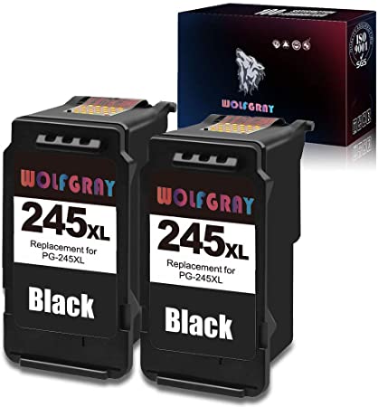 Wolfgray PG-245XL Remanufactured Ink Cartridges Compatible for Canon PG-245 PG245XL(2 Black) Ink, Work with Canon Pixma MX492 MX490 MG2420 MG2520 MG2920 MG2522 MG2922 IP2820 MG2525 MG3022 MG3020