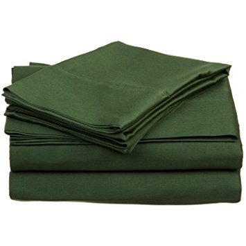 Queen Sheet Set 400-Thread Ultra Soft 100% Premium Long-Staple Combed Cotton Deep Pocket, Hunter Green