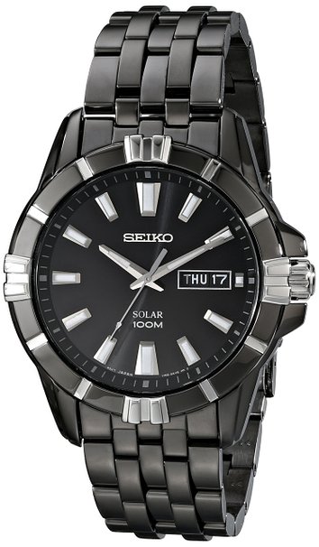 Seiko Men's SNE177 Solar Black Dial Watch