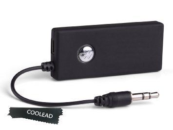 COOLEAD-Wireless Portable Bluetooth Stereo Music Transmitter Not A Bluetooth Receiver - Make 35mm Device Home Stereo HiFi TV Desktop Laptop Tablet MP3 MP4 Player Recorder Stereo Play Connect to Bluetooth Headset Handfree Headphones Speakers Wireless via Bluetooth Black