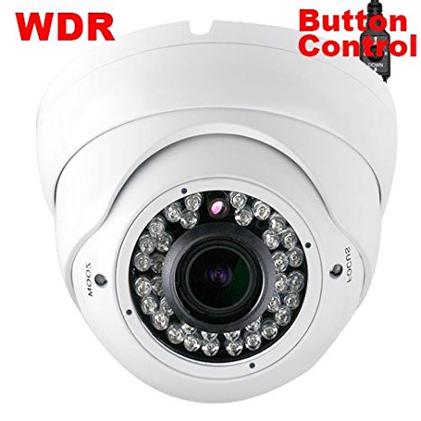 GW Security VDG107WD Dome 700TVL Surveillance Security Camera for Outdoor/Indoor with 2.8-12 mm Varifocal Zoom Lens (White)