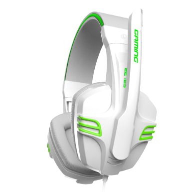 Gaming Headset, Ailihen KX-101 Stereo Sound, Over-ear Headphones with Volume and Mic Control, Adjustable Mic, Remote for PC, Laptops, Mobile (White/green)