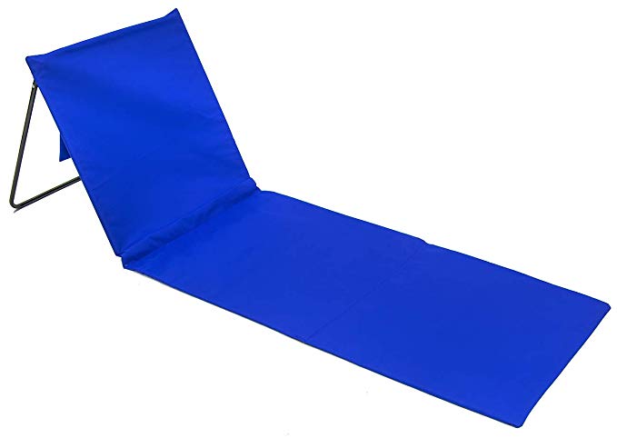 Sorbus Beachcomber Mat Folding Beach Chair Lounger with Adjustable Backrest, Storage Pouch, Portable for Beach, Poolside, Camping, Travel, Backyard, Patio, etc (Beachcomber Mat – Blue)