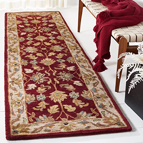 SAFAVIEH Heritage Collection 2'3" x 8' Red / Ivory HG628D Handmade Traditional Oriental Premium Wool Runner Rug