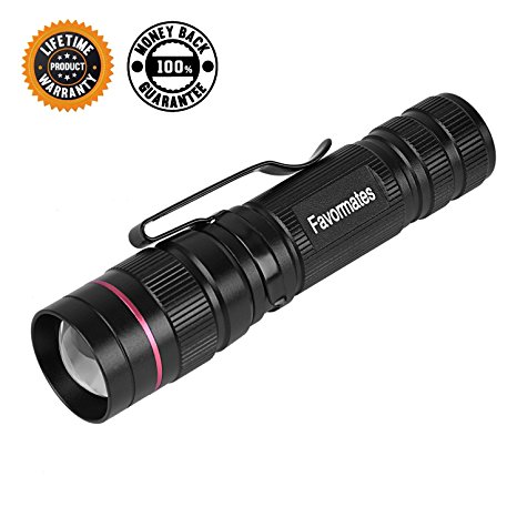 Favormates Led Flashlight , 150 Lumen Professional LED Bright Flashlights, Skidless And Waterproof, Zoomable, Adjutable Focus, Perfect For Your Home, Outdoor And Night-Time Activities