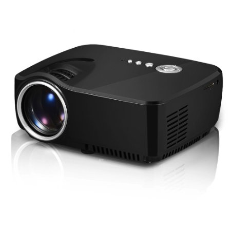 Uniway GP70 84" Mini Projector 1200 Lumens LED Upgraded Projector,Portable Projector with USB VGA HDMI AV for Party,Home Entertainment-Black