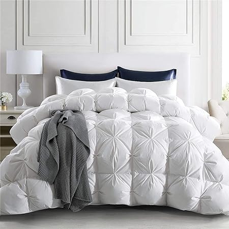 puredown® Goose Down Comforter Oversized King Size- 93% Goose Down Winter Duvet Insert, 800 Fill Power Heavyweight Cloud Fluffy Pinch Pleat Extra Warmth Comforter, 700 Thread Count