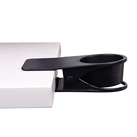 Table Desk Side Huge Clip Drinking Cup Holder For Home and Office, Black