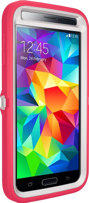 Otterbox [Defender Series] Samsung Galaxy S5 Case - Frustration-Free Packaging Protective Case for Galaxy S5  - Neon Rose (Whisper White/Blaze Pink)