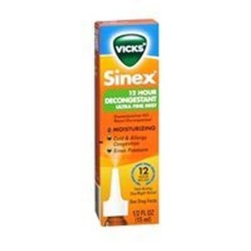 Vicks Sinex Moisturizing 12 Hour Ultra Fine Nasal Mist Decongestant, Pump, 0.5  oz