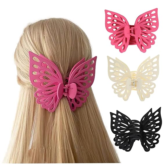 3 Pack Large Butterfly Hair Claw Clips for Styling,Decorative Fancy Hair Clips for Girls Women