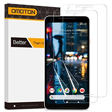 Google Pixel 2 XL Screen Protector [2 Pack] – OMOTON [Cover Curved Edges] [Case Friendly] [High Responsivity] Wet Applied HD Premium Screen Protector for Google Pixel 2 XL [6.0 Inch] (2017 Release)