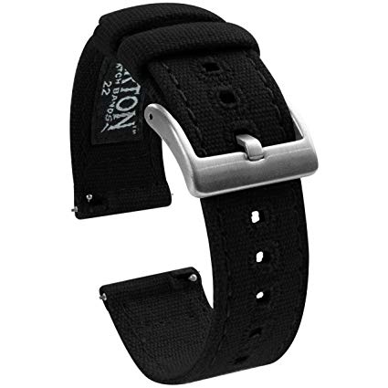 Barton Canvas Quick Release Watch Band Straps - Choose Color & Width - 18mm, 19mm, 20mm, 21mm, 22mm, or 23mm