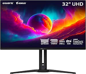 GIGABYTE - AORUS FO32U2 Pro - 32" QD OLED Gaming Monitor - UHD 3840x2160-240Hz - 0.03ms GTG - AMD FreeSync Premium Pro - Type C KVM - HDMI, DP, Type C - Height Adjustable - Black