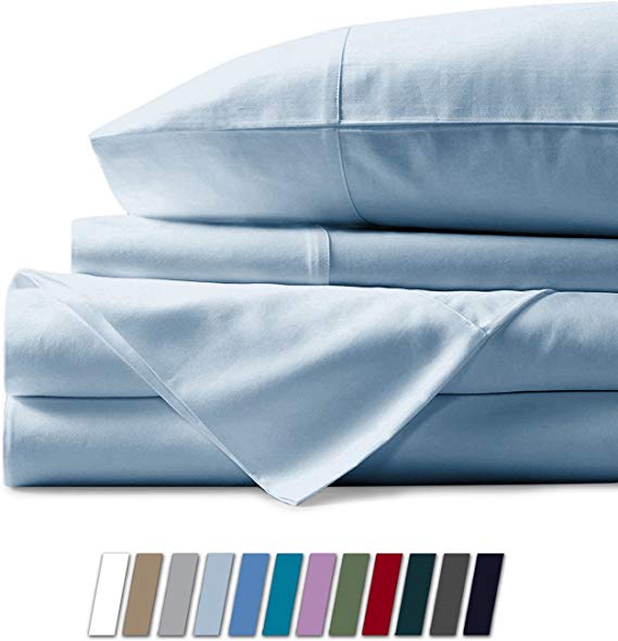 Mayfair Linen 1000 Thread Count Best Bed Sheets 100% Egyptian Cotton Sheets Set-Sky Blue Long-Staple Cotton King Sheet for Bed, Fits Mattress Upto 18'' Deep Pocket, Soft & Silky Sateen Weave Sheets.