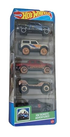 Hot Wheels Car 2023 HW Remote Adventures Pack of 5 (Off-Duty, 15 Ford F 150, Hyper Rocket, 19 Chevy, Trail Boss LT) Multi - Color