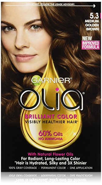 Garnier Olia Oil Powered Permanent Hair Color, 5.3 Medium Golden Brown (Packaging May Vary)