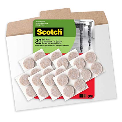 Scotch, FP803-32NA, 1.5 Inch Felt Pads in Easy to Open Packaging, 32 Pads, Beige