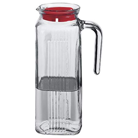 Pasabahce 1 Litre Glass Fridge Jug Pitcher Carafe With Non Drip Lid and Spout