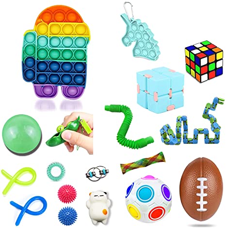 Pop Fidget Toys Pack Mini pop Autism Special Needs Stress Relief Silicone Pressure Relieving Toys Fidget Sensory Stress Ball Anxiety Relief Toys for Kids Adults Pop Pack Toys (Pop Robot Set)