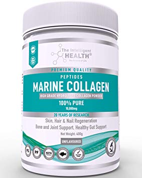 Hydrolyzed Marine Collagen Powder | Supports Joints, Skin & Hair Health - 100% Pure 10g - Paleo & Keto Friendly & Gluten Free | Made in The UK (400g - Unflavoured)