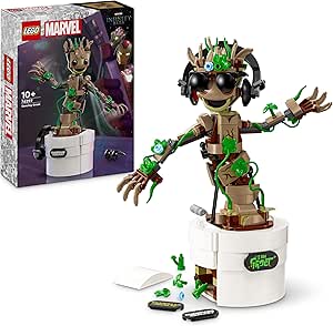 LEGO Marvel Dancing Groot Buildable Animated Toy Action Figure, Guardians of the Galaxy Character, Kids’ Hand-Operated Interactive Playset, Super Hero Gift for 10 Plus Year Old Boys and Girls 76297