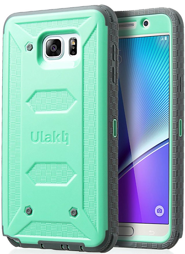 Note 5 Case, Galaxy Note 5 Case, ULAK Hybrid KNOX ARMOR Heavy Duty Shockproof Dual Layer Protective Case for Samsung Galaxy Note 5 Device (Green)