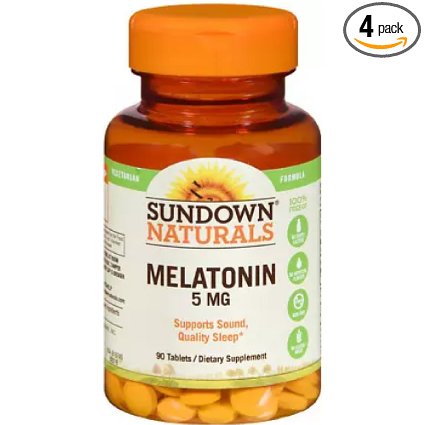 Sundown Naturals Melatonin 5 mg Tablets 90 ea (Pack of 4)