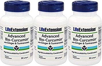 Life Extension Advanced Bio-curcumin with Ginger 30 Softgels (3-Pack)