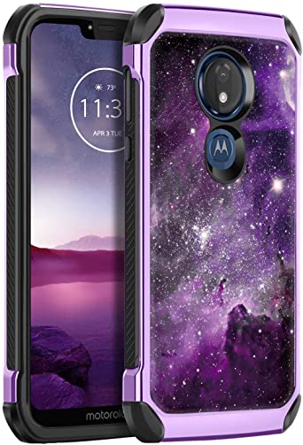 BENTOBEN Moto G7 Power Case, Moto G Power 7th gen Case, Moto G7 Supra Case, 2 in 1 Heavy Duty Rugged Soft TPU Bumper Hard PC Protective Case for Motorola Moto G7 Power/Moto G7 Supra, Purple Nebula