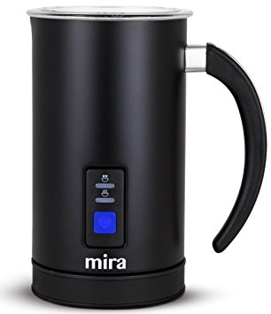 MIRA Automatic Electric Milk Frother, Warmer & Heater | Perfect Foam for Coffee, Hot Chocolate, Cappuccino | Auto Shut-Off, Detachable Base & Non-Stick Interior | Black