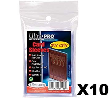 10 (Ten) Pack Lot of 100 Soft Sleeves / Penny Sleeve for Baseball Cards & Other Sports Cards (Packaging May Vary)