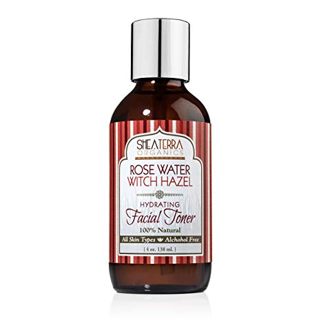 Shea Terra Organics Moroccan Rose Water Witch Hazel | Hydrating Facial Toner to Nourish Skin and Tighten Pores without Drying Skin - Paraben and Alcohol Free - 4 oz
