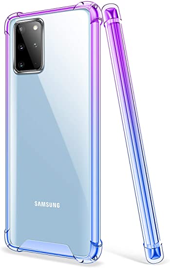 SALAWAT Galaxy S20 Plus Case, Clear Galaxy S20 Plus Case Cute Gradient Slim Phone Case Cover Reinforced TPU Bumper Shockproof Protective Case for Samsung Galaxy S20 Plus 6.7 Inch 2020 (Purple Blue)